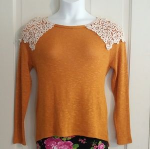 Moa Moa golden harvest yellow top lace detailing